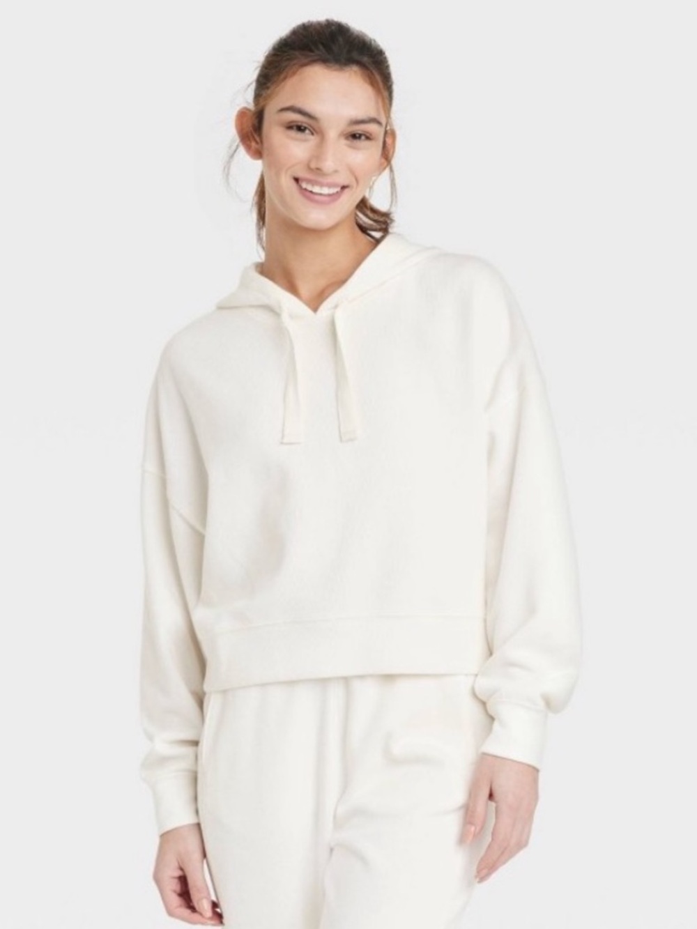 All In Motion Women's Ribbed Hoodie Sweatshirt and Sweatpants Set - Cream